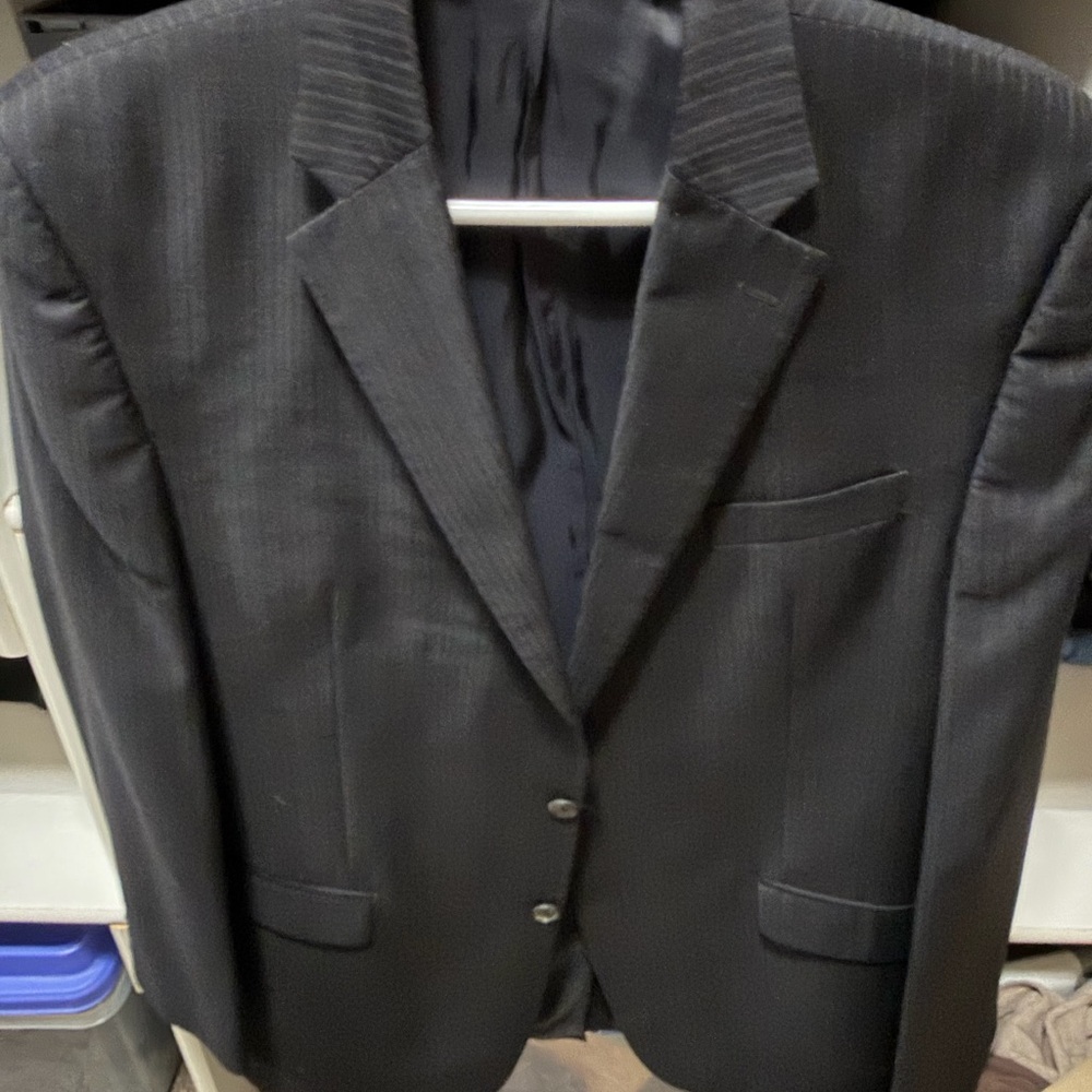 Chaps Black Pinstripe Suit Jacket